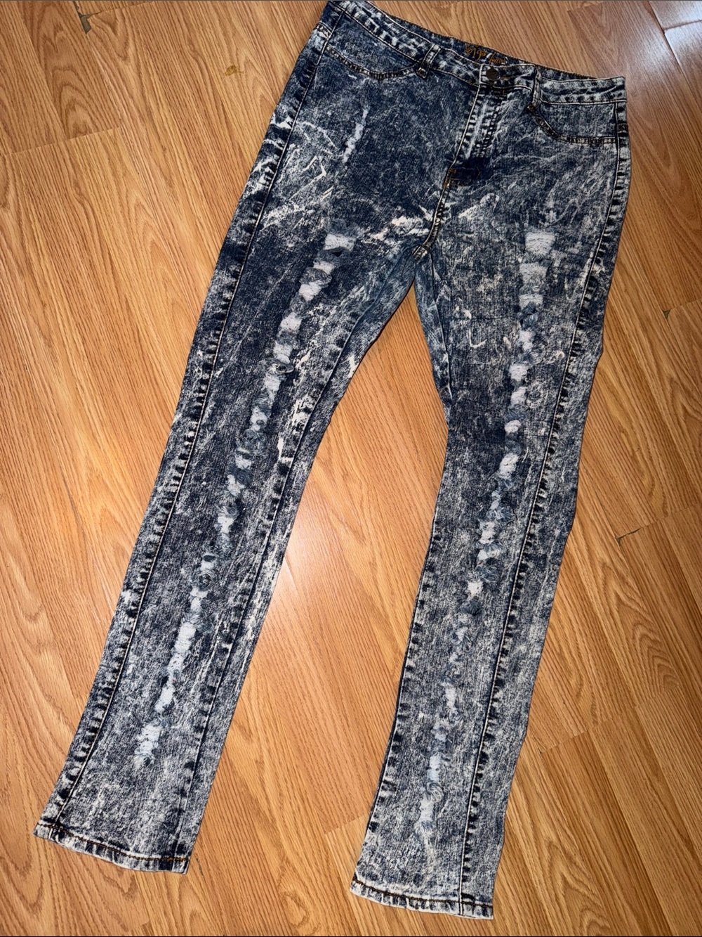 Women’s Acid Wash Skinny Jeans - Black/Gray